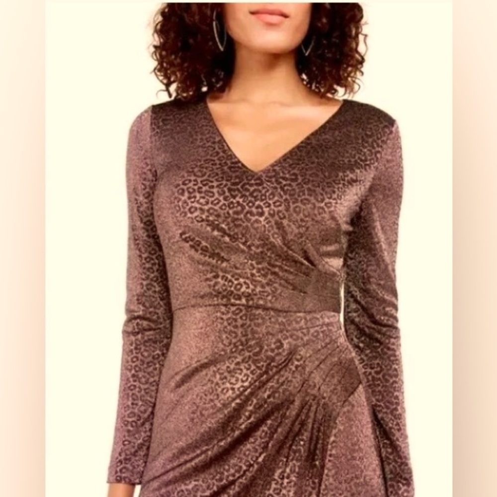Vince Comuto Animal Print Metallic Midi Dress Size 14
